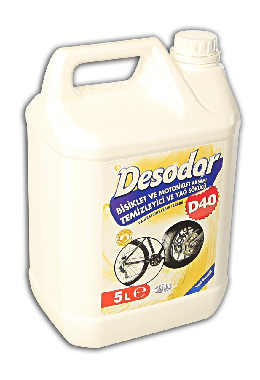 DESODOR® D40 BİSİKLET VE MOTOSİKLET AKSAMI TEMİZLEYİCİ VE YAĞ SÖKÜCÜ 5L
