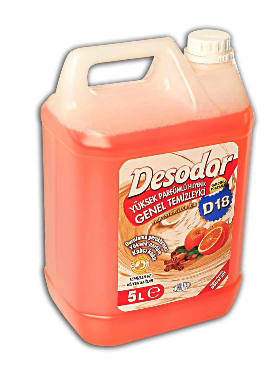 DESODOR® D18 YÜKSEK PARFÜMLÜ HİJYENİK GENEL TEMİZLEYİCİ TARÇIN-PORTAKAL 5L