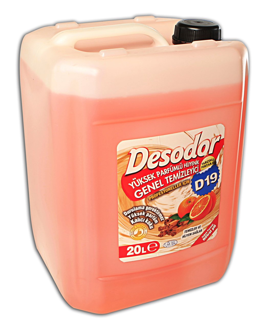 DESODOR® D19 YÜKSEK PARFÜMLÜ HİJYENİK GENEL TEMİZLEYİCİ TARÇIN-PORTAKAL 20L