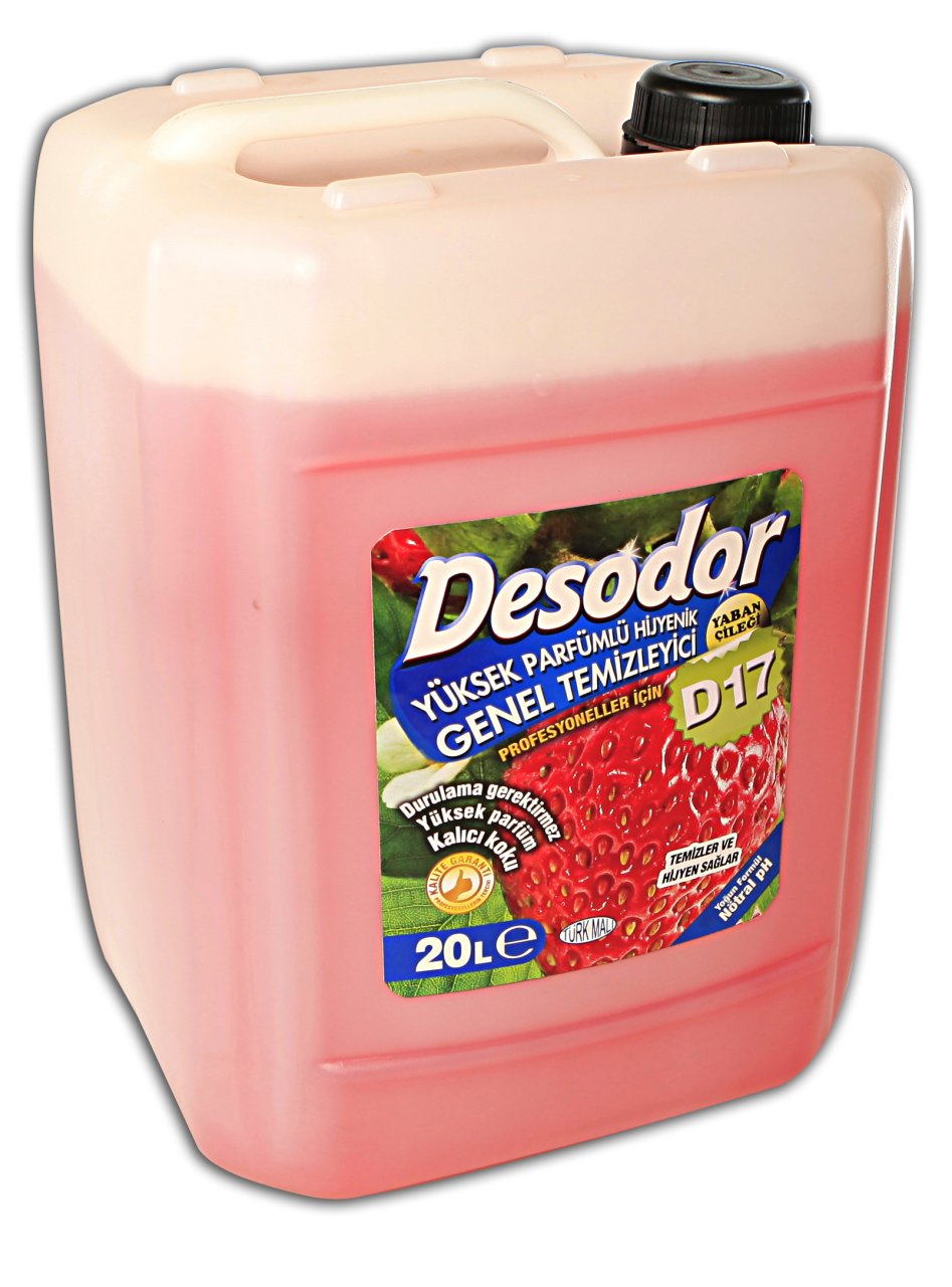 DESODOR® D17 YÜKSEK PARFÜMLÜ HİJYENİK GENEL TEMİZLEYİCİ YABAN ÇİLEĞİ 20L
