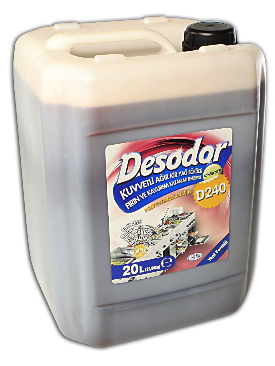 DESODOR D240 KUVVETLİ AĞIR KİR YAĞ SÖKÜCÜ FIRIN VE KAVURMA KAZANLARI TEMİZLEYİCİ 20L