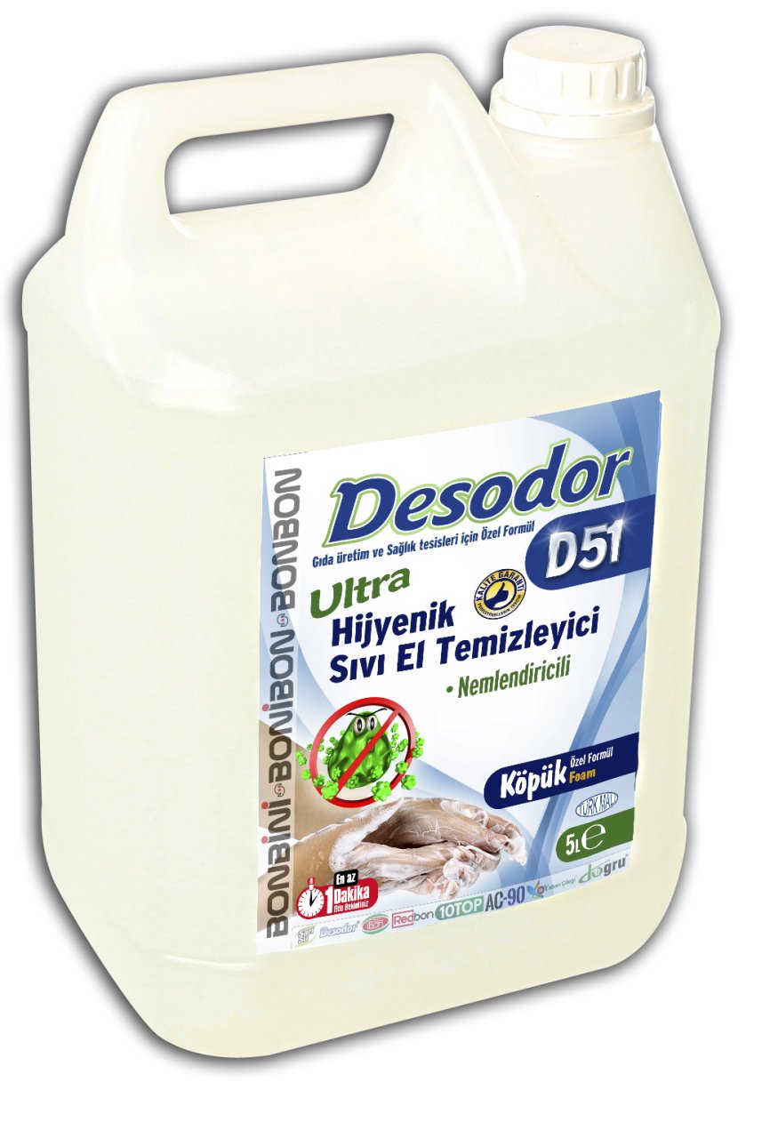 DESODOR D51 ULTRA HİJYENİK SIVI EL TEMİZLEYİCİ KÖPÜK 5L SARI-SU,İBON,REDBON,10TOP,AC-90,YABAN-ÇİLEĞİ,DOĞRU