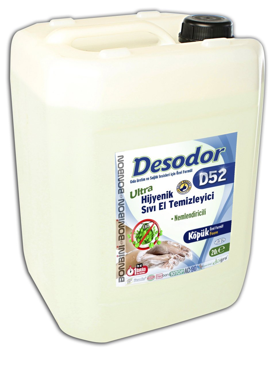 DESODOR D52 ULTRA HİJYENİK SIVI EL TEMİZLEYİCİ KÖPÜK 20L SARI-SU,İBON,REDBON,10TOP,AC-90,YABAN-ÇİLEĞİ,DOĞRU