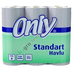 Only 6'lı Standart Havlu 2 Katlı %100 Selüloz