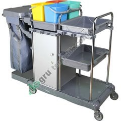 Üçtem KA865DK 4 Kovalı Brandalı Dolaplı Krom Kat Arabası