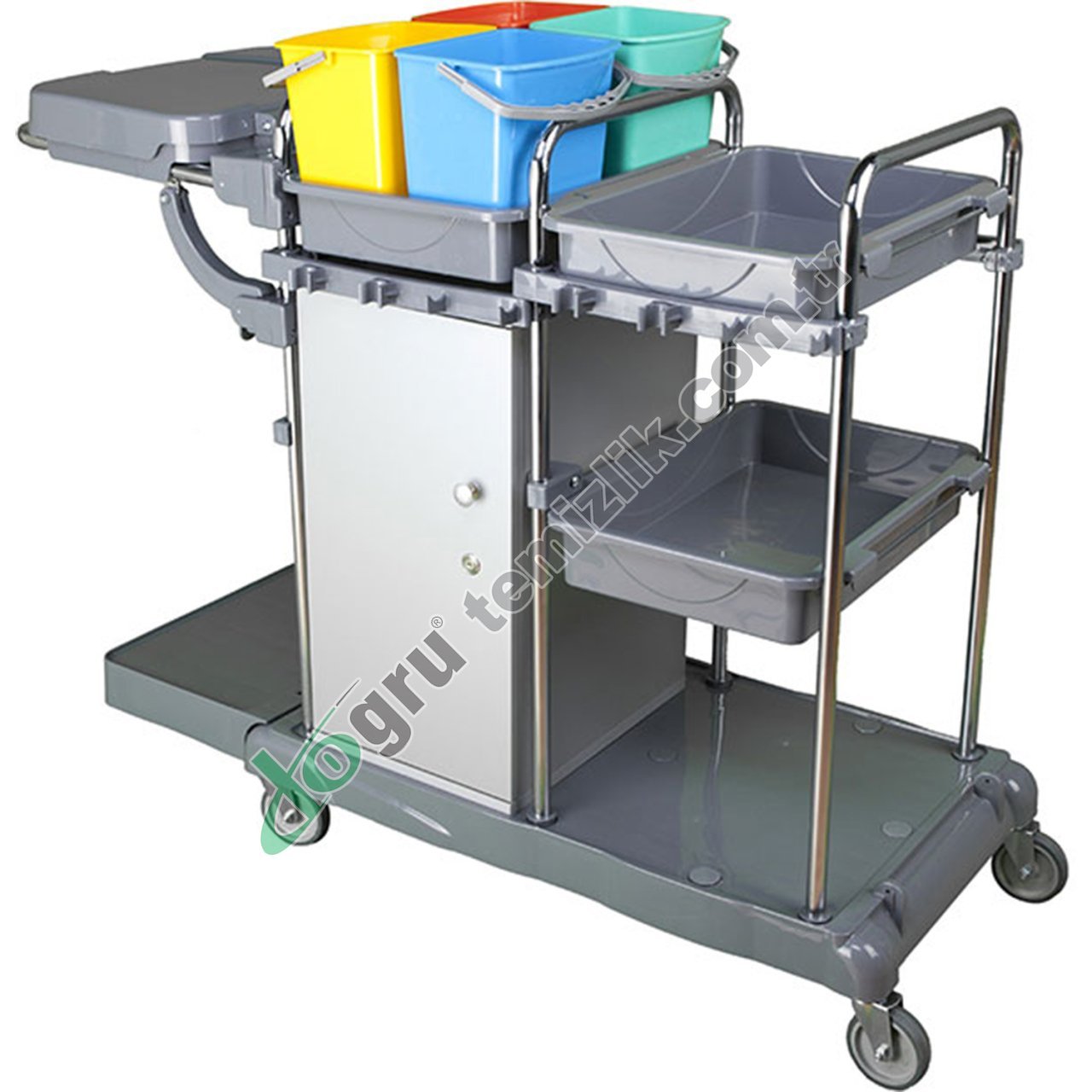 Üçtem KA867DK 4 Kovalı Dolaplı Krom Kat Arabası