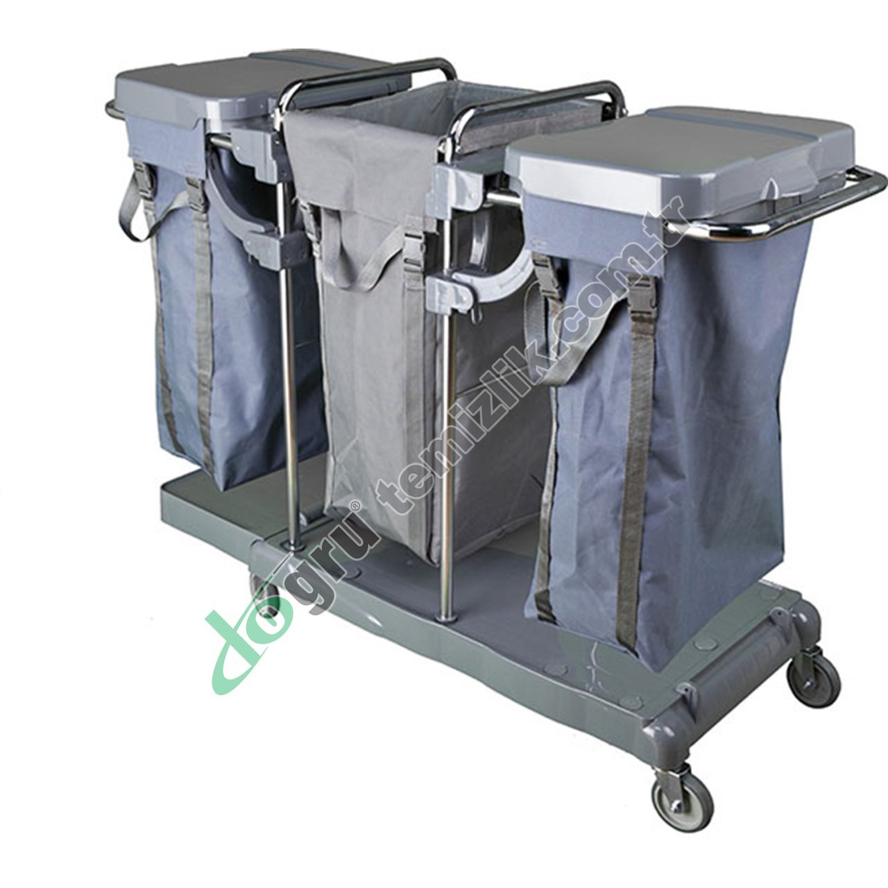 Üçtem CT737İK 2 Brandalı Krom Çamaşır ve Çöp Toplama Arabası 200L