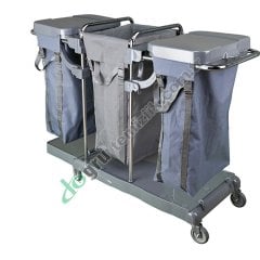 Üçtem CT737İK 2 Brandalı Krom Çamaşır ve Çöp Toplama Arabası 200L