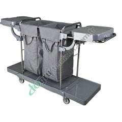 Üçtem CT742İK Krom Çamaşır ve Çöp Toplama Arabası (1+1) x 100L