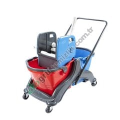 Üçtem CK756 Çift Kovalı Plastik Presli Plastik Taşıyıcılı Temizlik Seti 2x25 LT