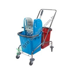 Üçtem CK752 Çift Kovalı Metal Presli Krom Taşıyıcılı Temizlik Seti 2x25 LT