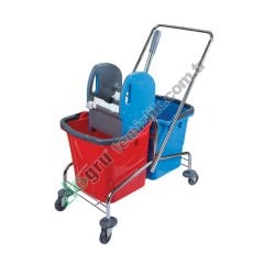 Üçtem CK753 Çift Kovalı Plastik Presli Krom Taşıyıcılı Temizlik Seti 2x25 LT