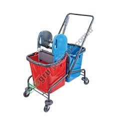 Üçtem CK754 Çift Kovalı Plastik Presli Metal Boyalı Taşıyıcılı Temizlik Seti 2x25 LT