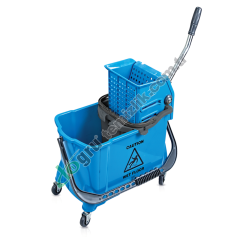 Üçtem HTS730 Çift Kovalı Plastik Presli Tekerli Temizlik Seti 24+10 LT MAVİ