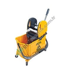 Üçtem HTS731 Çift Kovalı Plastik Presli Tekerli Temizlik Seti 24+10 LT SARI