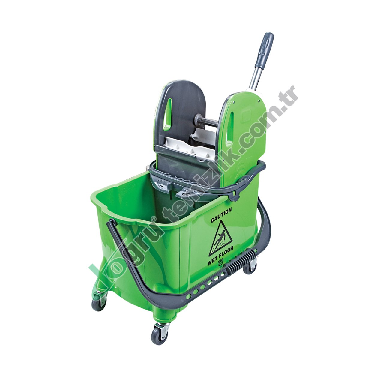 Üçtem HTS731 Çift Kovalı Plastik Presli Tekerli Temizlik Seti 24+10 LT YEŞİL