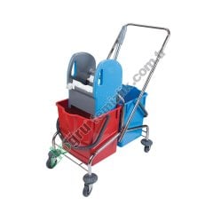 Üçtem CK757 Çift Kovalı Plastik Presli Krom Taşıyıcılı Temizlik Seti 2x18 LT