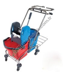 Üçtem CK759 Çift Kovalı Plastik Presli Krom Taşıyıcılı Temizlik Seti 2x18 LT