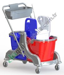 Üçtem HCK714 Çift Kovalı Metal İtme Kollu Temizlik Seti 2x25 LT